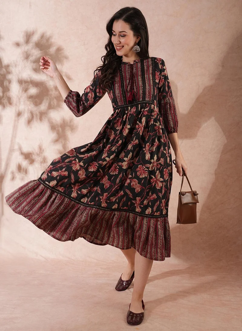 جلو باص Globus Women Floral Printed A-Line Cotton Workwear Dresses